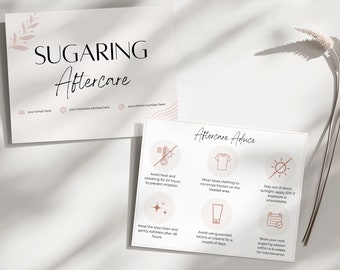 Sugaring Aftercare Cards - Printable & Customizable Care Instruction Templates for Estheticians, Spas, Salons, Esthetician Beauty Services