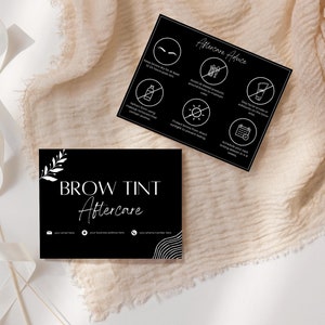 Brow Tint Nazorgkaarten - Bewerkbare zorgkaartsjablonen na de behandeling voor esthetische diensten, schoonheidsspecialisten, salons, spa's, kleine bedrijven