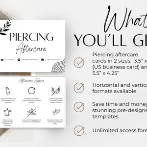 Piercing Aftercare Cards - Printable Customizable Care Instruction ...