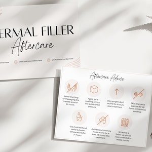 Dermal Filler Aftercare Cards - Druckbare und anpassbare Vorlagen für die Pflegeanleitung für Kosmetikerinnen, Spas, Salons, Beauty-Services