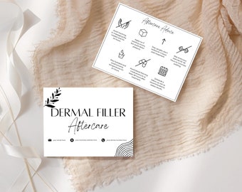 Dermal Filler Aftercare Cards - Printable & Customizable After Care Instruction Templates for Estheticians, Spas, Salons, Beauty Services