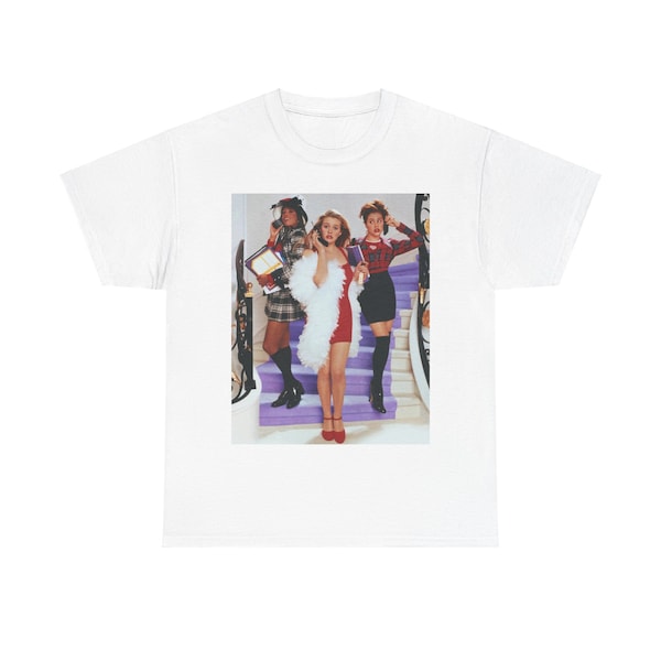 clueless 1995 film poster cover unisex cotton t shirt, cher dionne tai vintage y2k oversized graphic tee