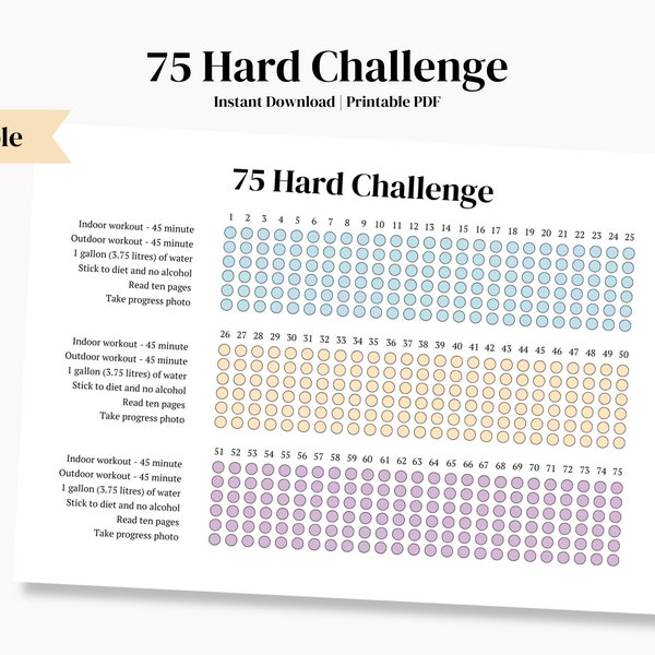 75 Hard Calendar - Etsy