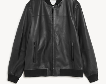 Men's Cow Leather Bomber Jacket