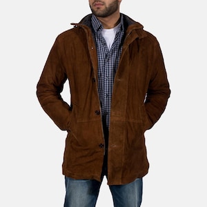 Men&#39;s Brown Suede Jacket Coat