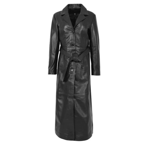 【25SS】ELBORN Kye Leather Long Jacket Women's Black Leather Long Coat Trench - Etsy