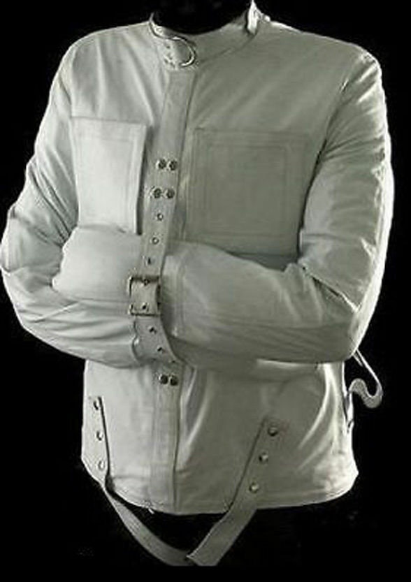 White Leather Strait Jacket - Etsy