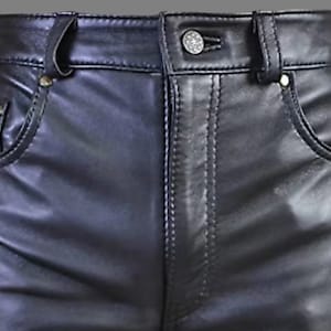 メンズ ブラック レザー トラウザー