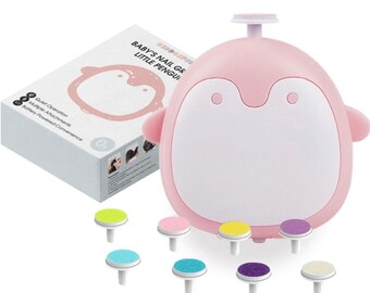 Baby-Friendly Electric Nail File Set - 8 Attachments Included - Perfect Gift! (Pink)