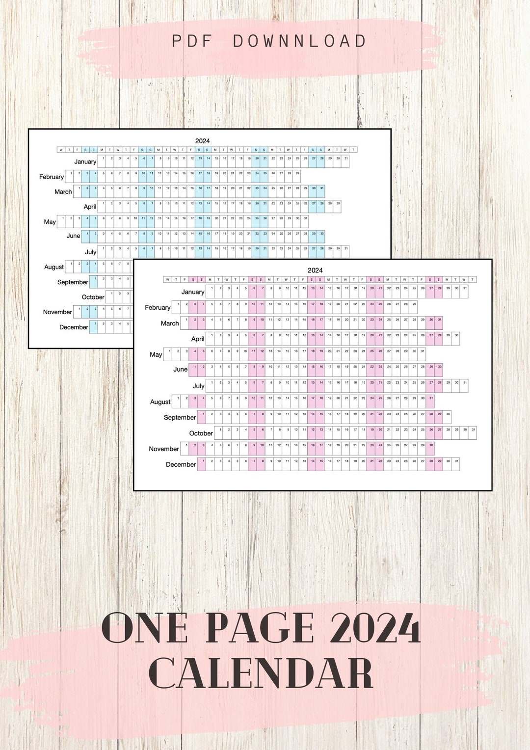 2024 One Page Calendar / Planner Printable on Tabloid Size 17 X 11 2024 One Page Calendar / Planner Printable on Tabloid Size 17 X 11