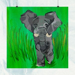 Majestic Stride: Abstract Elephant Painting