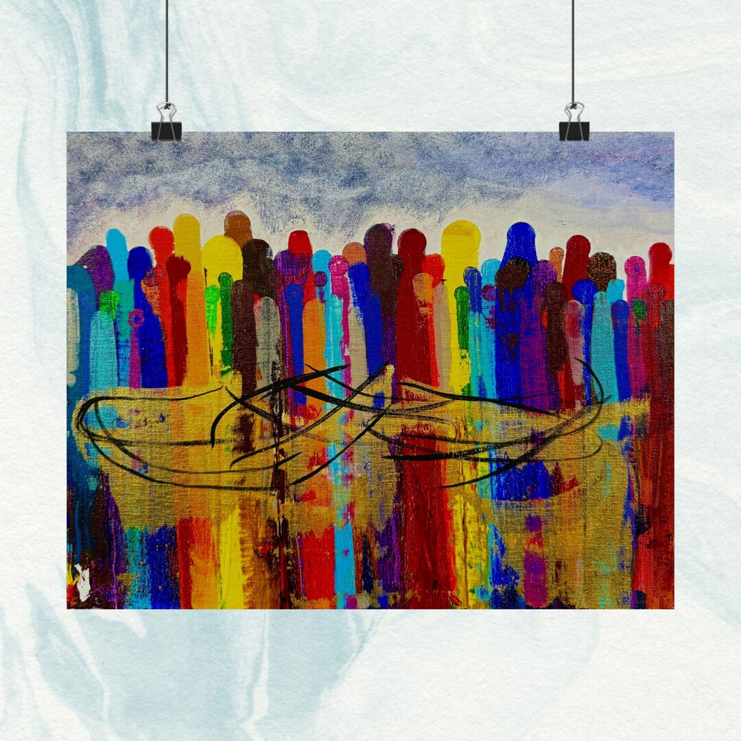 It Takes A Village - Abstract Painting of a Diverse Community - Etsy