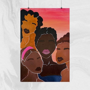 Shades of Beauty: Abstract Black Girl Magic Handmade Painting - Beautiful Sunset Gradient - Black Empowerment Wall Artwork
