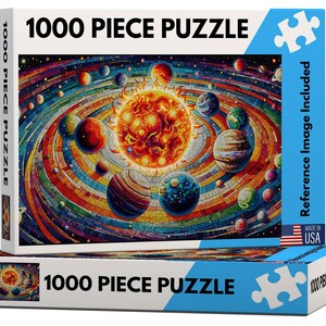 Solar System Mosaic Puzzle, 1000 Piece Puzzle, Unique Puzzle, Adult Puzzle, Puzzle Gift, Unique Jigsaw Puzzle