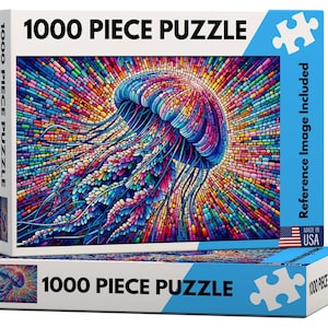 Jellyfish Puzzle, 1000 Piece Jigsaw, Unique Puzzle, Family Jigsaw Puzzle, Puzzle Gift, Puzzle for Adults