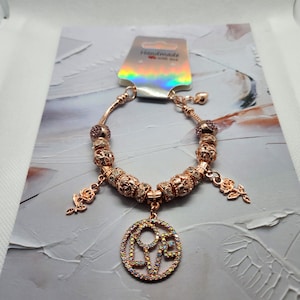 Rose Gold Bling Love Charm Bracelet #133