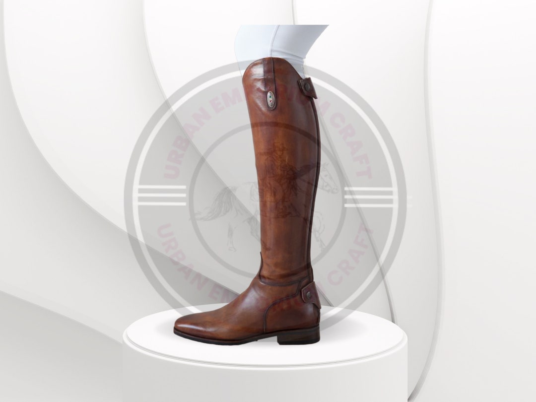 Men Real Leather Riding Over Knee Boots Shoes, High Ankle Horse Riding ...