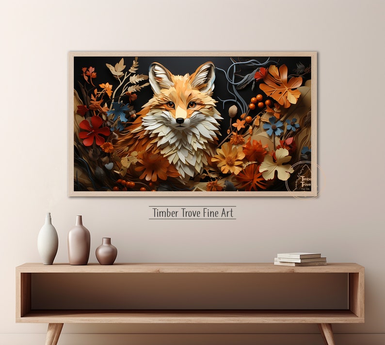 Decoupage Fox in Forest Frame TV Art DIGITAL Download Instant Download ...