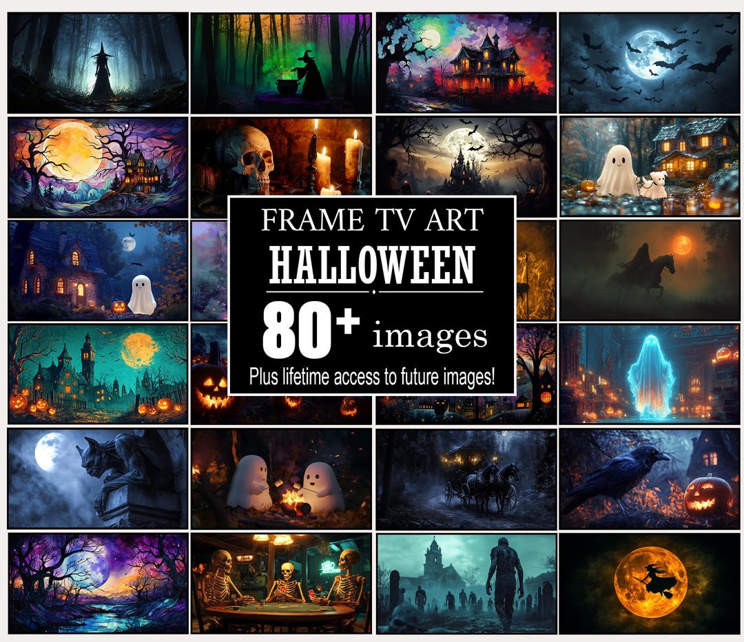 80+ Halloween TV Frame Art – Spooky Haunted Scenes (digital Downloads ...