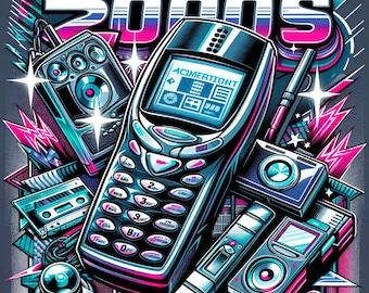 Imagen de descarga del retroceso del estilo de los años 2000 para camiseta