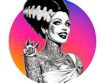 Bride of Frankenstein Tattoo DIGITAL DOWNLOAD