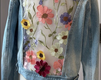 3D Floral Denim - T.Swift Inspired, Kids Size 8