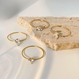 Silber Diamant Ringe, Solitär Fancy Stein Diamant Ring, Silber vergoldet Ring, CZ Diamant Ring, Zierliche Versprechen Ring für Sie, Benutzerdefinierte Ring