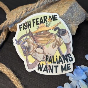Vinylsticker Eiinarr Fish Fear Me l Op Palia geïnspireerde stickers l Palia-stickers l Gamestickers l Gaming-laptopstickers