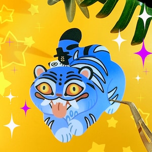 Adesivo de vinil Derpy Tiger l Adesivos inspirados em Kpop Demon Hunters l Adesivos de anime l Adesivos para laptop gamer
