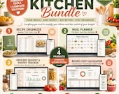Meal Planner Bundle Recipe Organizer Spreadsheet Grocery Budget & Pantry Tracker Kitchen Planner Google Sheets Excel