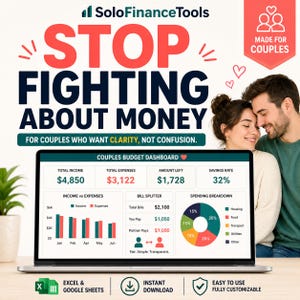 Couples Budget Planner, Bill Splitter Spreadsheet, Track Shared Expenses & Income, Joint Finance Tool for Couples, Excel Google Sheets