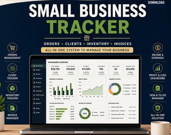 Small Business Bookkeeping Spreadsheet Income Expense Tracker Invoice Tracker Inventory Tracker Profit Loss Dashboard Excel Google Sheets