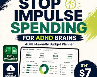 ADHD Budget Planner Google Sheets Weekly Budget System for Neurodivergence Impulse Spending Help Simple Money Tracker Excel Finance Template