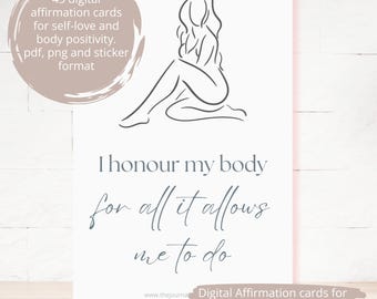Self love affirmation cards Inspiring Cards for Instant Download Digital Affirmation Positivity affirmations png body positivity stickers