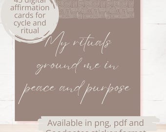 Affirmation Cards for Cycle and Ritual Inspiring Digital Quote Cards Instant Download self care rituals feminine energy cards mindful living