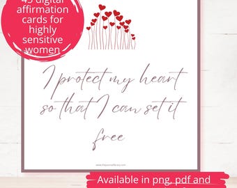 Affirmation Cards High Sensitivity Woman Instant Download Cards Inspiring Affirmation PDFs for Female Sensitivities Stickers HSP Protection