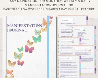 Manifestation journal digital manifestation workbook guided manifestation journal  printable pdf manifestation daily journal 30 day journal