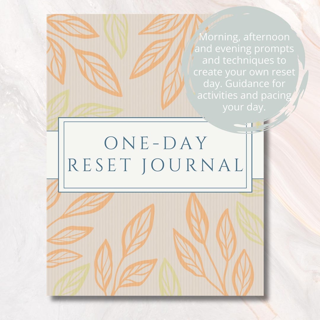 Gentle Reset Journal Pdf Printable Letter A4 One Day Reset Workbook ...