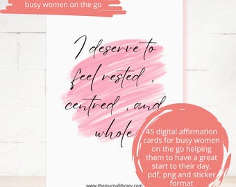 Busy Women Inspiring Cards Instant Download Digital Affirmation pdf and png mom digital sticker packs Encouragement Affirmation Cards
