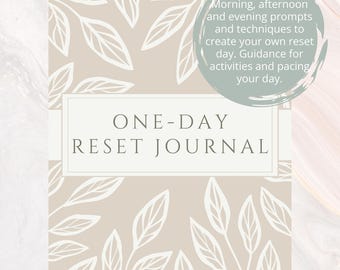 One day reset journal for mothers A4 workbook for grounding and overwhelm letter printable digital self care planner self reflection rest