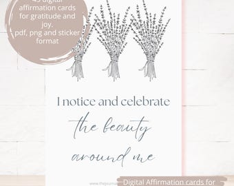 Gratitude printable Inspiring Daily Affirmation Cards Instant Download Positivity and Mental Health wellness affirmations for moms women