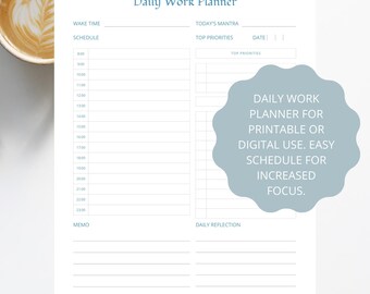 Daily work planner todo list schedule template work organization planner digital daily schedule template A4 letter busy mom digital planner