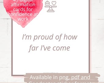 Confidence Affirmation Cards Instant Download Inspiring self confidence stickers Printable Workplace Stickers Quotes Positivity Stepping up
