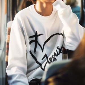 Christian Sweatshirt: Unisex Jesus Heart Crewneck