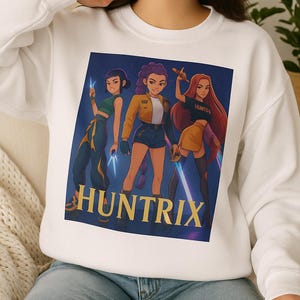 Huntrix Kpop Demon Hunters tshirt, Korean Girl Group Crewneck, Kpop oversized sweatshiirt, K-Music Fan Gift, Oversized Fandom Merch, Fan art