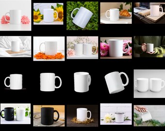 Mug Mockup Bundle: Black & White Coffee Cup Styled Stock Photos (Digital Download)