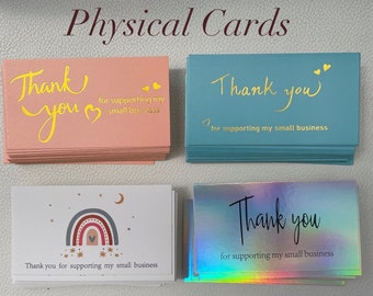 Physical THANK YOU CARDS Choose Your Colour - Packs of 20, 40, or 60