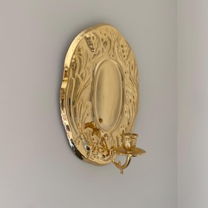 Pair of 24k Gold Plated Mid-Century Swedish Candle Sconces Candle Holder Wall Plate