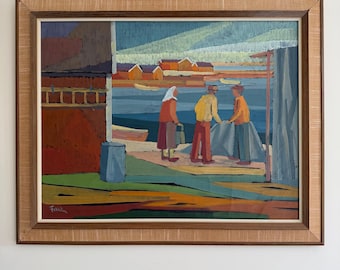 油絵　スウェーデン画家 Bror Jönssonブロー・ヨーンソン Bror Göransson, Colourful Still Life Oil Painting, 1960s - Etsy