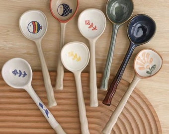 Handgefertigte Keramiklöffel – süße Rührstäbchen – Tischmöbel – Tischdekoration – Küchenzubehör